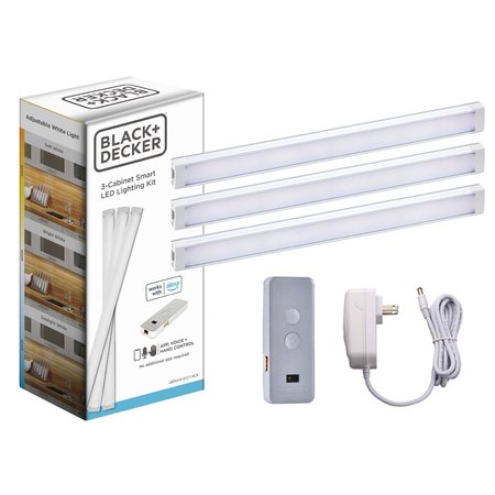 Black & Decker Works with Alexa Smart Under Cabinet Lighting Kit, Adjustable LEDs, 3 9 In. Bars White LEDUC9-3CCT-ACK